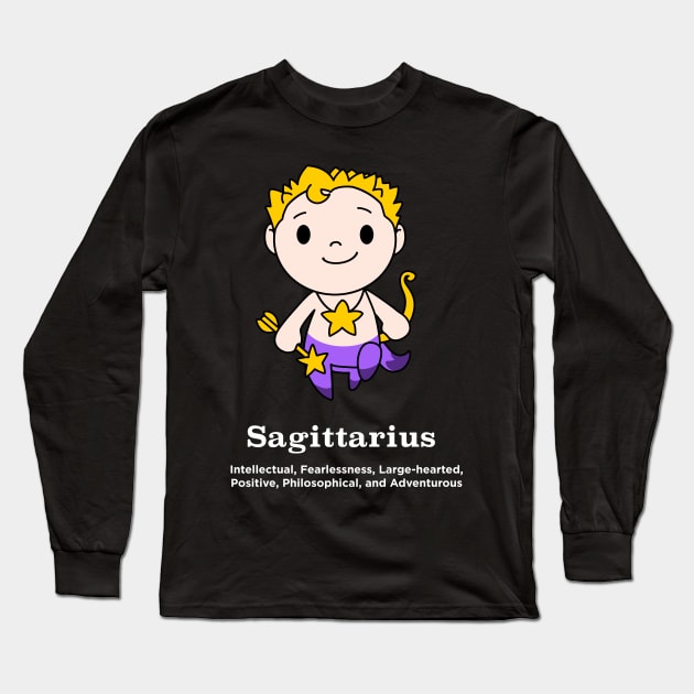 Sagittarius Horoscope Anime Zodiac Sign November December Birthday Long Sleeve T-Shirt by TheBeardComic